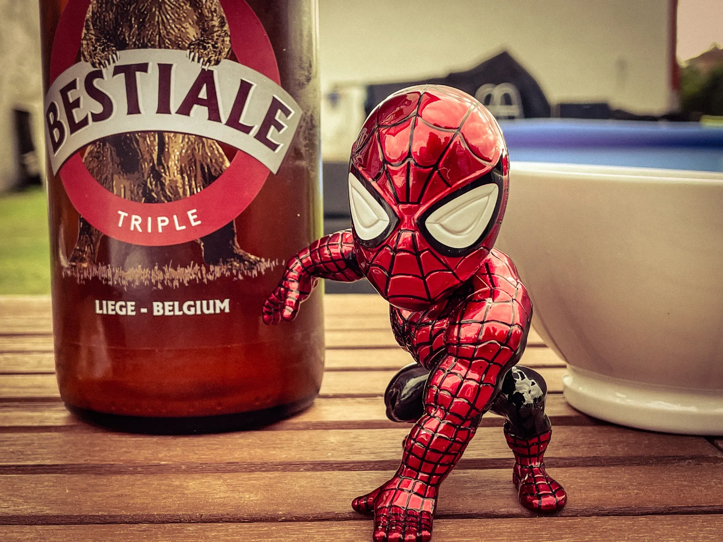 Spiderlush having a beer