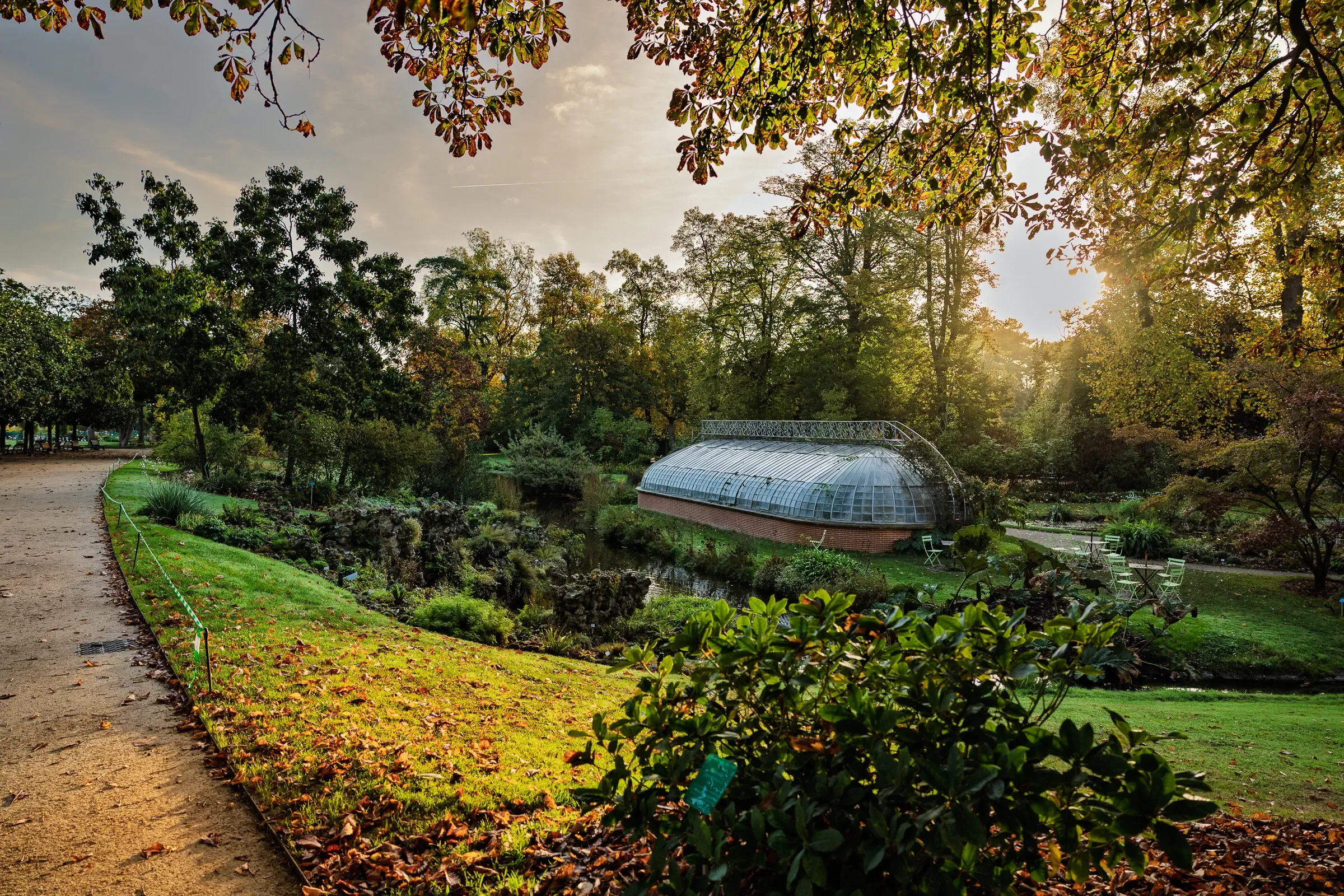 View on the park at sunrise